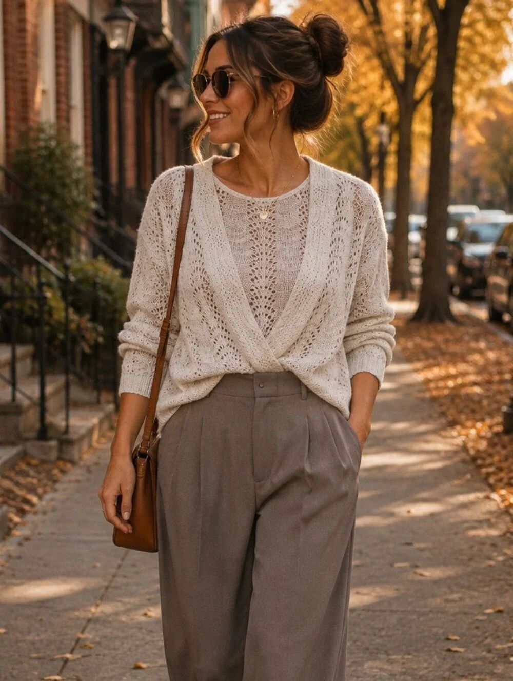 LOFT Open-Knit Cream Cardigan Sweater